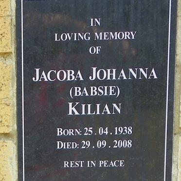 KILIAN Jacoba Johanna 1938-2008