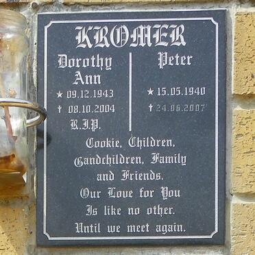 KROMER Peter 1940-2007 &amp; Dorothy Ann 1943-2004