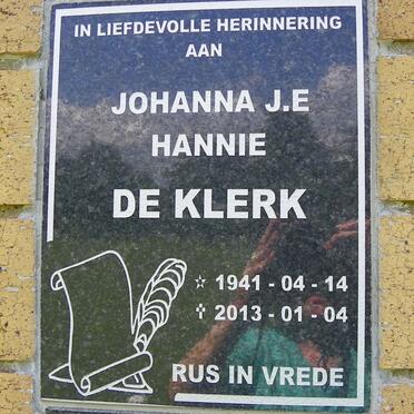 KLERK Johanna J.E., de 1941-2013