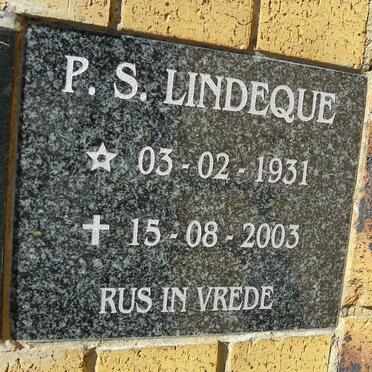 LINDEQUE P.S. 1931-2003