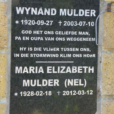 MULDER Wynand 1920-2003 &amp; Maria Elizabeth NEL 1928-2012