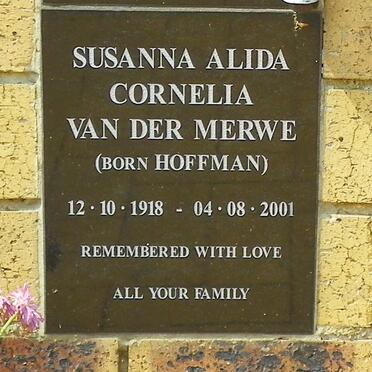 MERWE Susanna Alida Cornelia, van der nee HOFFMAN 1918-2001