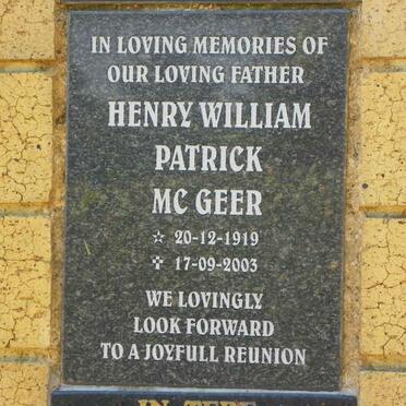 MC GEER Henry William Patrick 1919-2003