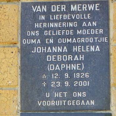 MERWE Johanna Helena Deborah, van der 1926-2001