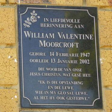 MOORCROFT William Valentine 1947-2002