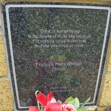OLIVIER Frances Mary 1938-2013