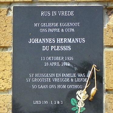 PLESSIS Johannes Hermanus, du 1926-2012