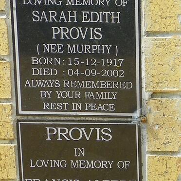 PROVIS Francis Albert 1915-1967 :: VAN WYK Sarah Edith formerly PROVIS nee MURPHY 1917-2002