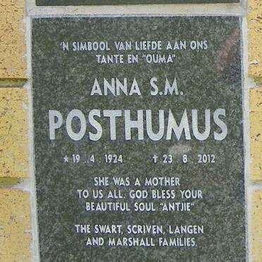 POSTHUMUS Anna S.M. 1924-2012