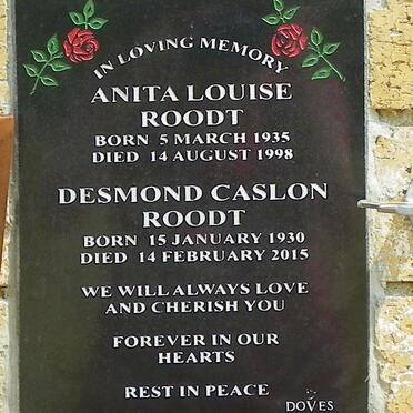 ROODT Desmond Caslon 1930-2015 &amp; Anita Louise 1935-1998
