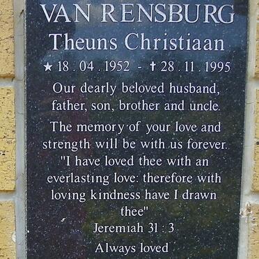 RENSBURG Theuns Christiaan, van 1952-1995