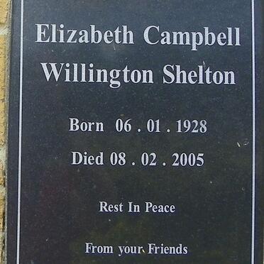 SHELTON Elizabeth Campbell Willington 1928-2005