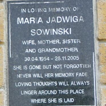 SOWINSKI Maria Jadwiga 1954-2005