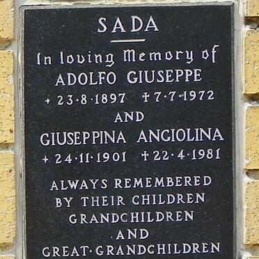 SADA Adolfo Giuseppe 1897-1972 &amp; Giuseppina Angiolina 1901-1981