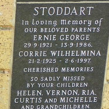 STODDART Ernie George 1921-1986 &amp; Corrie Wilhelmina 1925-1997