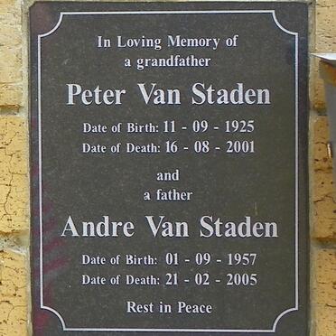 STADEN Peter, van 1925-2001 :: VAN STADEN Andre 1957-2005
