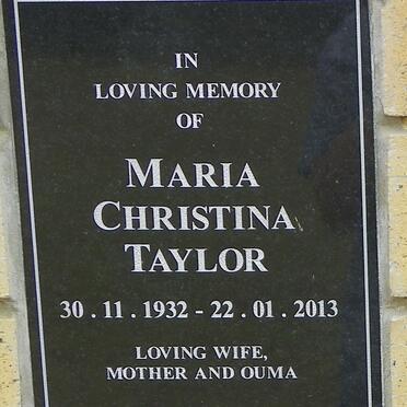 TAYLOR Maria Christina 1932-2013