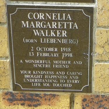 WALKER Cornelia Margaretta nee LIEBENBERG 1918-1998
