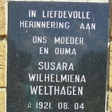 WELTHAGEN Susara Wilhelmiena 1921-2006