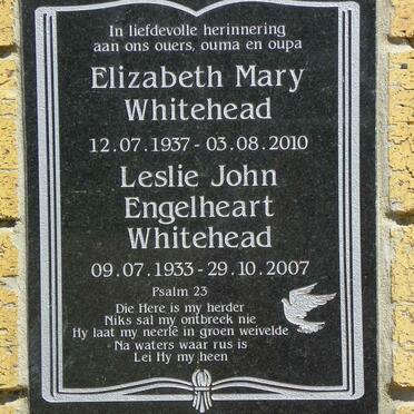 WHITEHEAD Leslie John Engelheart 1933-2007 &amp; Elizabeth Mary 1937-2010