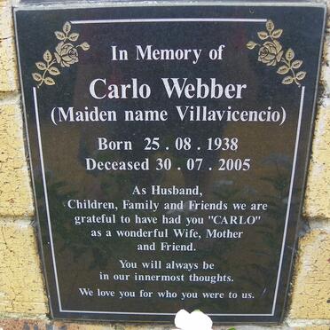 WEBBER Carlo nee VILLAVICENCIO 1938-2005