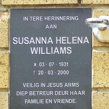 WILLIAMS Susanna Helena 1931-2000