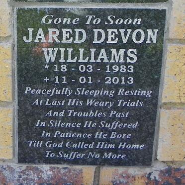 WILLIAMS Jared Devon 1983-2013