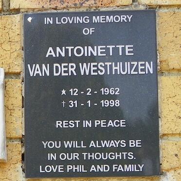 WESTHUIZEN Antoinette, van der 1962-1998