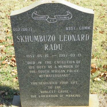 RADU Skhumbuzo Leonard 1957-1997