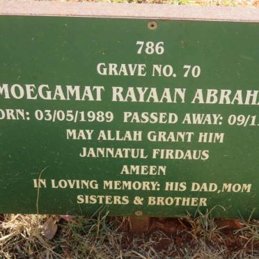 ABRAHAMS Moegamat Rayaan 1989-2007