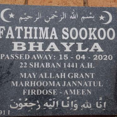 BHAYLA Fathima Sookoo -2020
