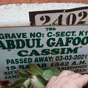 CASSIM Abdul Gafoor -2021