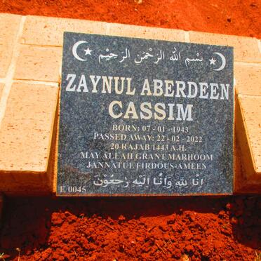 CASSIM Zaynul Aberdeen 1943-2022