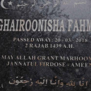 FAHMAY Ghairoonisha -2018