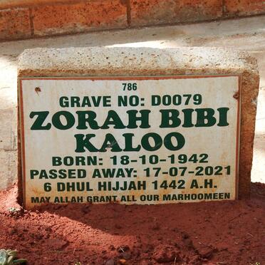 KALOO Zorah Bibi 1942-2021