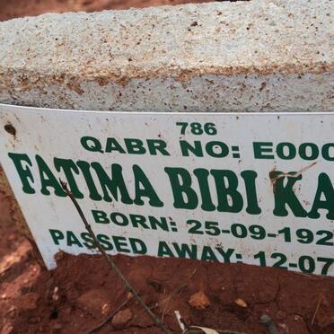 KALOO Fatima Bibi 1922-2021