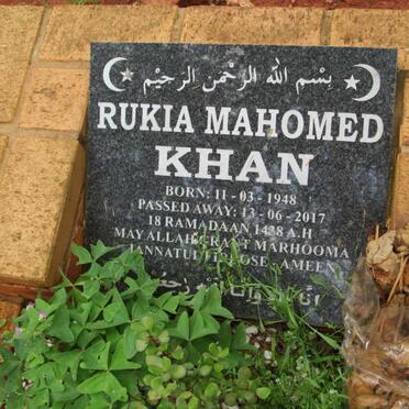 KHAN Rukia Mahomed 1948-2017