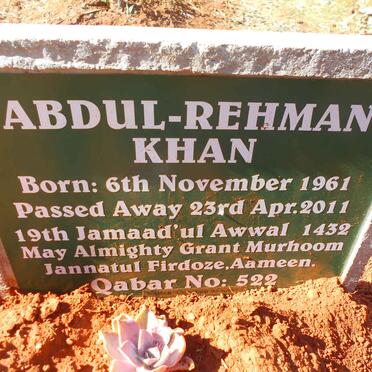 KHAN Abdul Rehman 1961-2011
