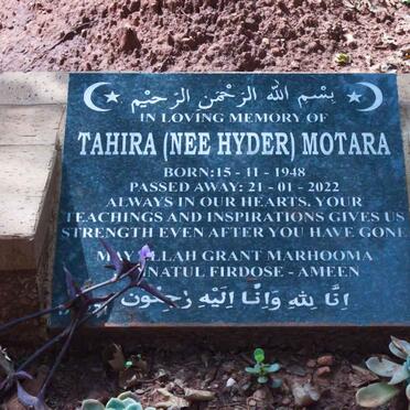 MOTARA Tahira nee HYDER 1948-2022