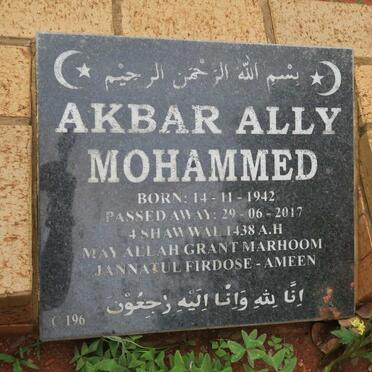 MOHAMMED Akbar Ally 1942-2017