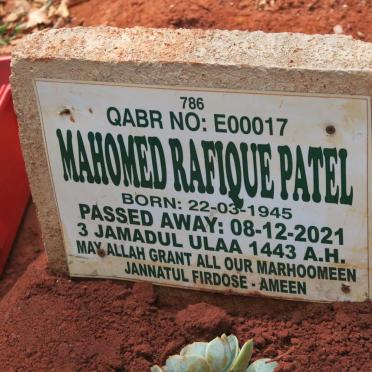 PATEL Mahomed Rafique 1945-2021