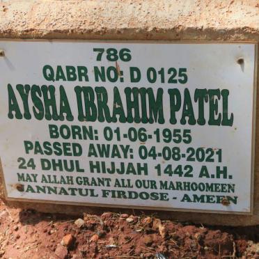 PATEL Aysha Ibrahim 1955-2021
