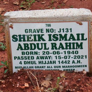 RAHIM Sheik Ismail Andul 1940-2021