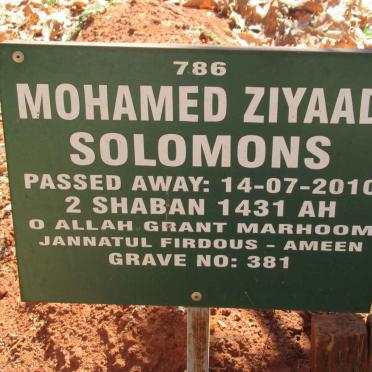 SOLOMONS Mohamed Ziyaad -2010