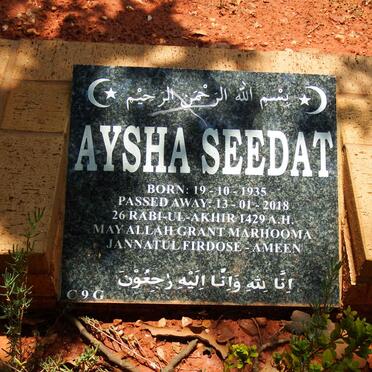 SEEDAT Aysha 1935-2018