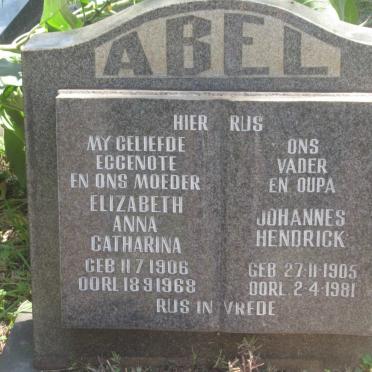 ABEL Johannes Hendrick 1905-1981 &amp; Elizabeth Anna Catharina 1906-1968