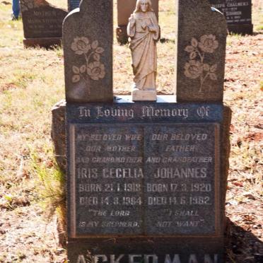 ACKERMAN Johannes 1920-1982 &amp; Iris Cecelia 1918-1964