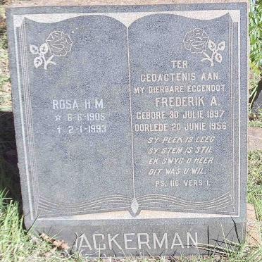 ACKERMAN Frederik A. 1897-1956 &amp; Rosa H.M. 1905-1993