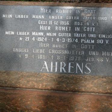 AHRENS ? -1956 :: AHRENS ? 1891-1979 :: AHRENS ? 1924-1974