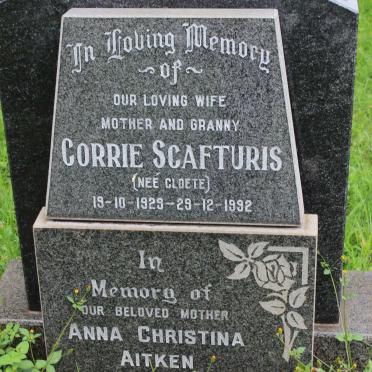 AITKEN Anna Christina 1909-1987 :: SCAFTURIS Corrie nee CLOETE 1929-1992